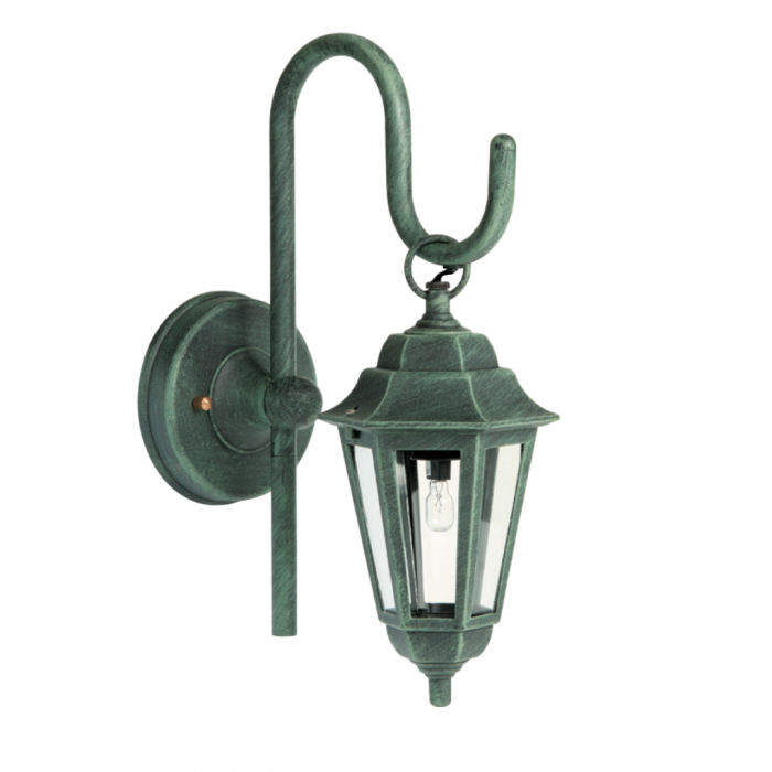 Hexagonal hanging Garden Wall Lantern Light in Verde Green