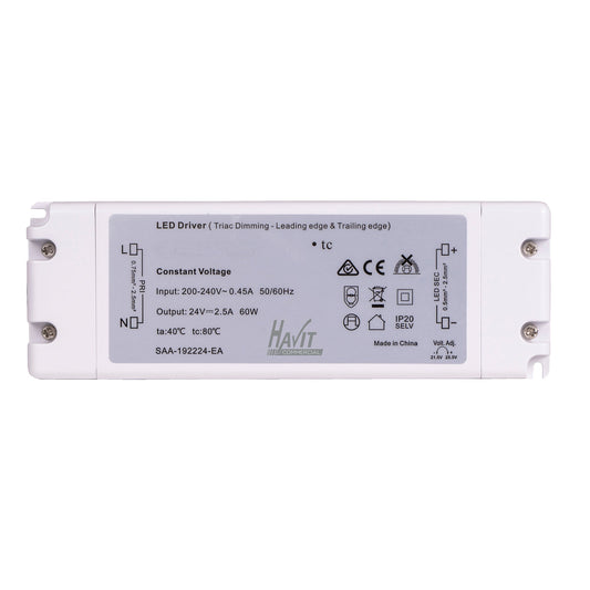 60w 24v DC IP20 TRIAC Dimmable LED Driver