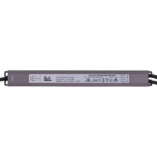 60w 24v DC IP66 Weatherproof TRIAC + 0-1/10v Dimmable LED Driver