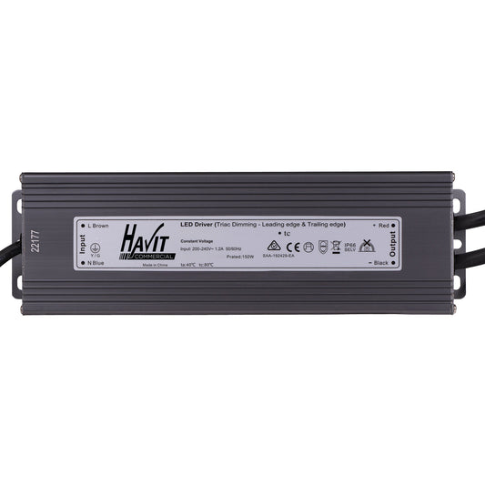 150w 24v DC IP66 Weatherproof TRIAC Dimmable LED Driver