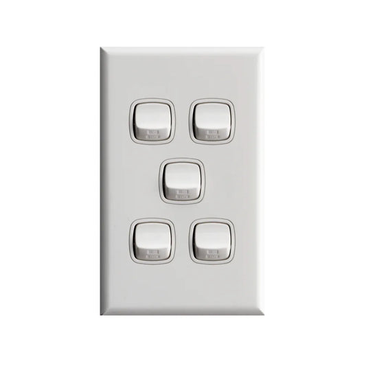 Excel - Vertical Rocker Switch - Single Pole Double Throw - 5 Gang