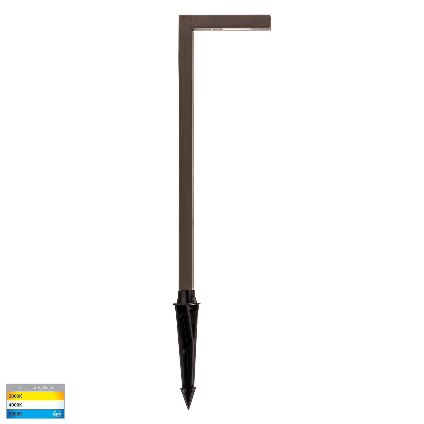 Square Antique Brass Garden Spike Light