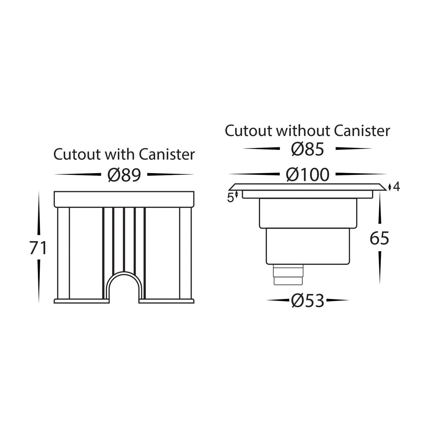 In-ground Uplighter Round, 100mm Face, 316 Stainless Steel