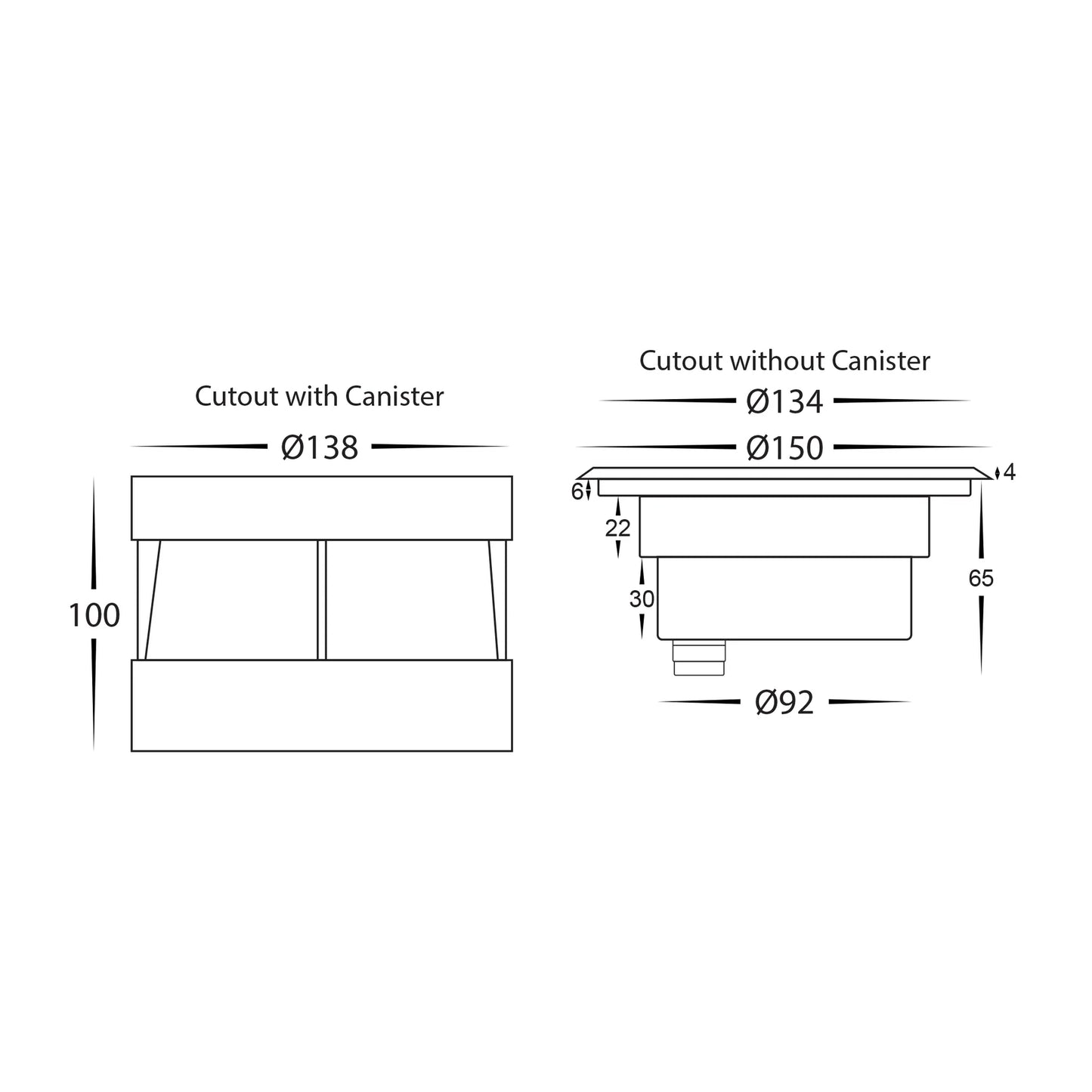 In-ground Uplighter Round, 150mm Face, 316 Stainless Steel