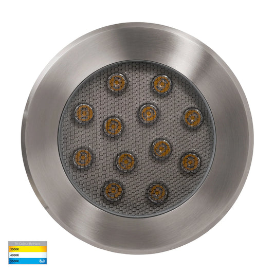 In-ground Uplighter Round, 210mm Face, 316 Stainless Steel