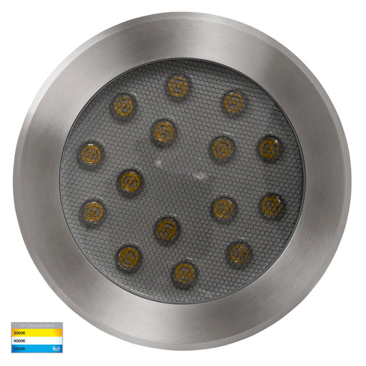In-ground Uplighter Round, 260mm Face, 316 Stainless Steel