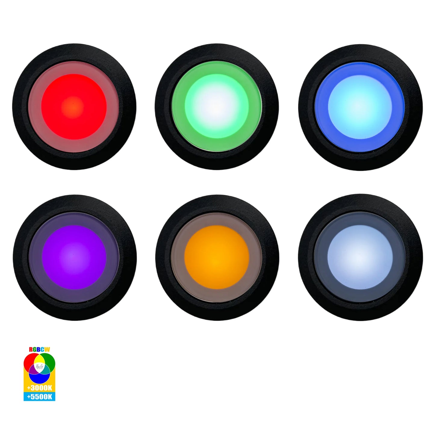 Mini Deck Light set of 6 RGBCW IP67 316 Stainless Steel Black