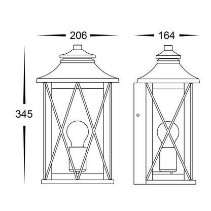 Odin Galvanised Iron Black Wall Light