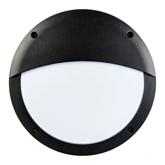 Round Poly Powder Coated Black Bunker Light With Eyelid 