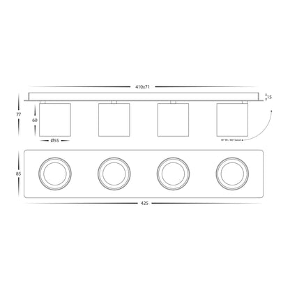 Sbarra 4 Light Adjustable Bar Light