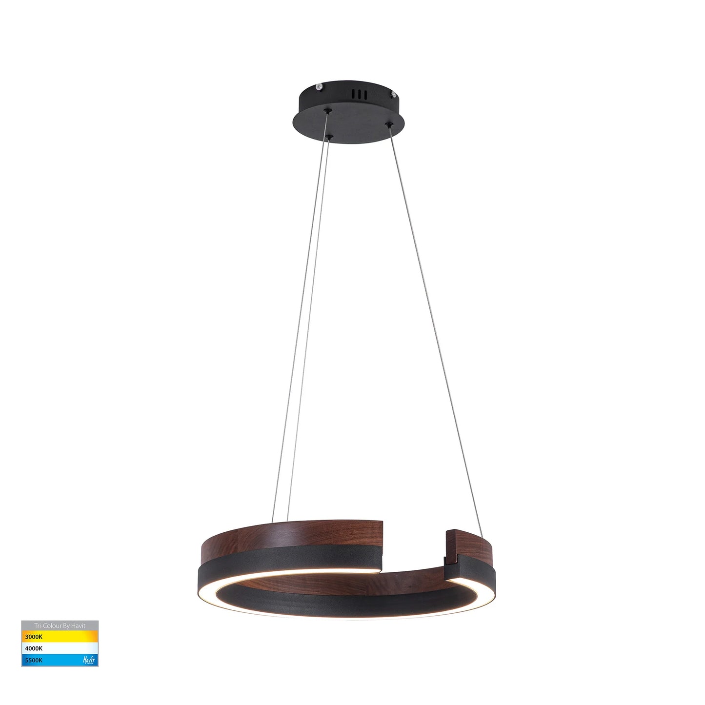 Orah Walnut Timber with Black Aluminium Pendant