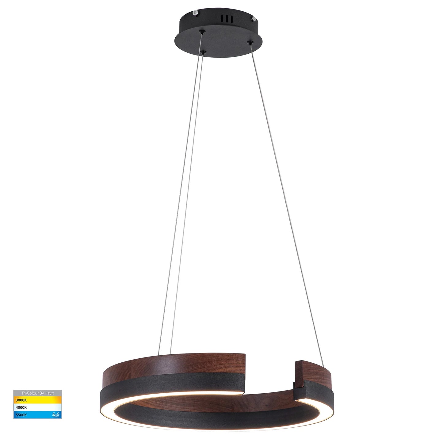 Orah Walnut Timber with Black Aluminium Pendant