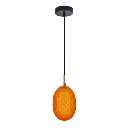 Kathal: Interior Ellipse Glass Segmented With Brass Highlight Enclosed Pendant Lights