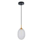 Kathal: Interior Ellipse Glass Segmented With Brass Highlight Enclosed Pendant Lights