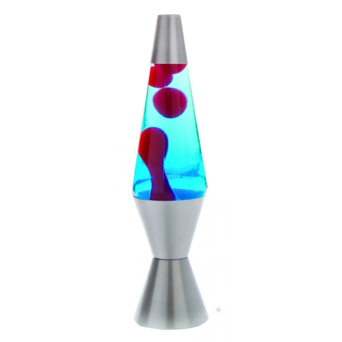 Lava Lamp Blue Water Red Lava Metallic Silver Base