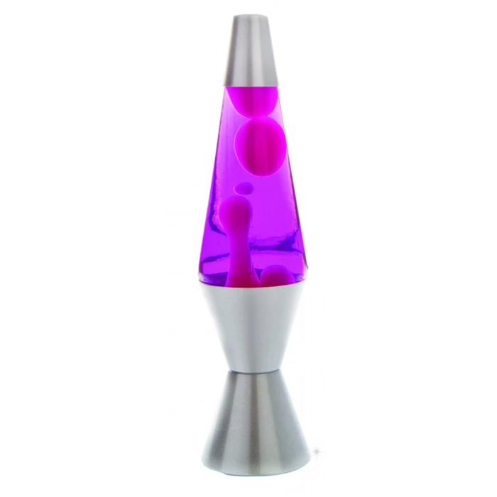 Lava Lamp Purple Water Red Lava Metallic Silver Base