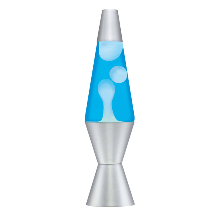 Lava Lamp Blue Water White Lava Metallic Silver Base