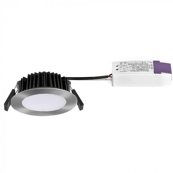 Round Low Profile LED CCT Downlight in Satin Chrome