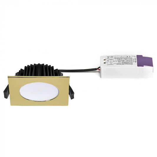 Square Low Profile LED CCT Downlight in Gold