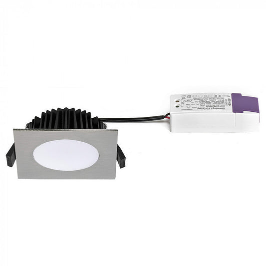 Square Low Profile LED CCT Downlight in Satin Chrome