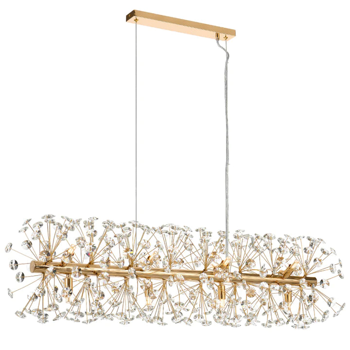 LERIDA 12 LIGHT RECTANGULAR PENDANT GOLD