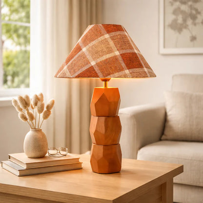 Helena Hand-Faceted Wooden Base Table Lamp