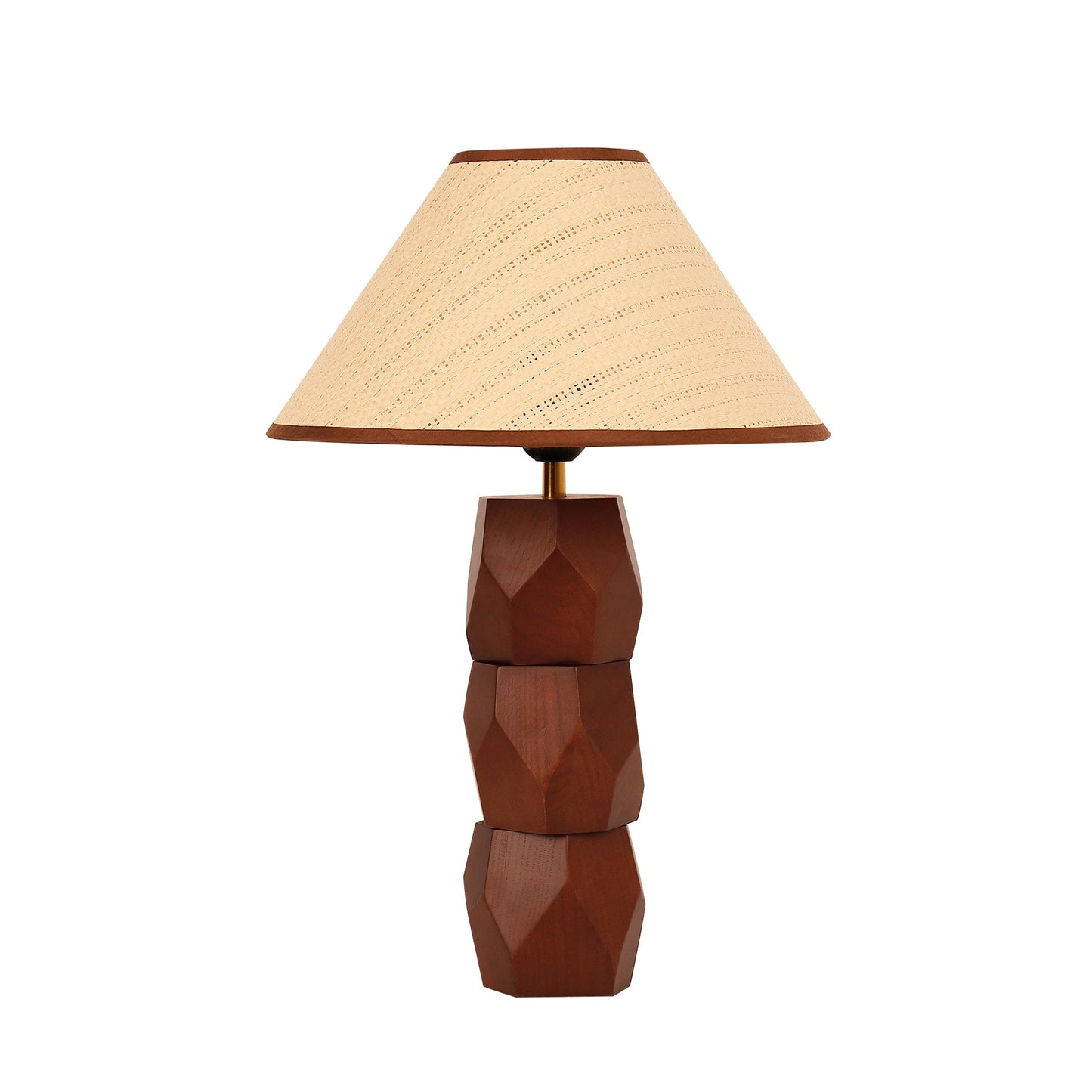 Helena Hand-Faceted Wooden Base Table Lamp
