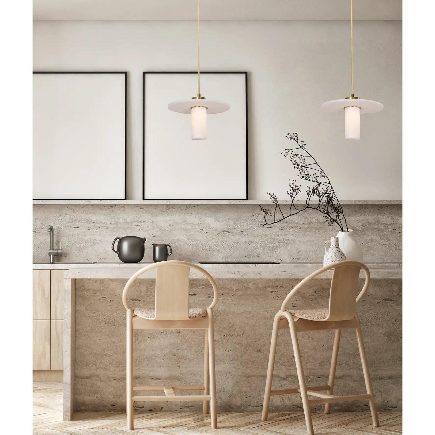 Lucerna: Round Hat Alabaster Pendant