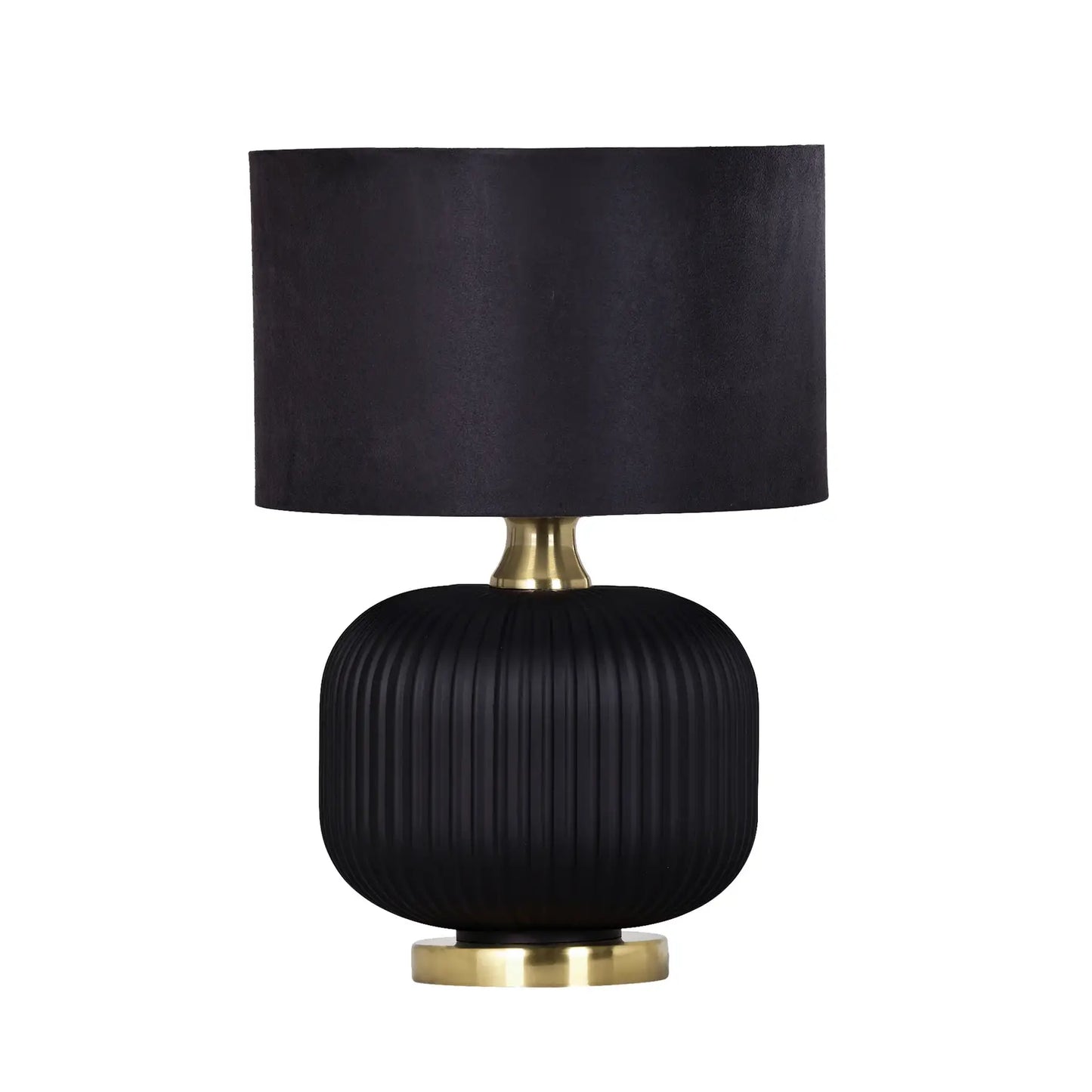 Lusso: Interior Black Drum Shade Ceramic Base Table Lamps