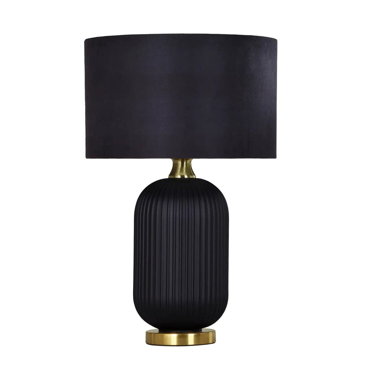 Lusso: Interior Black Drum Shade Ceramic Base Table Lamps