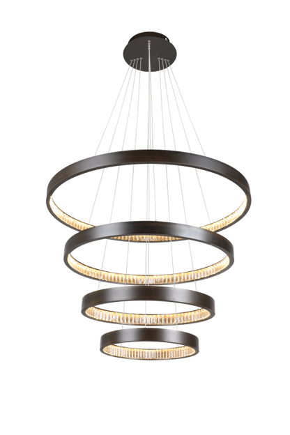 Margo 4- Tier Crystal LED Ring In Granite Finish