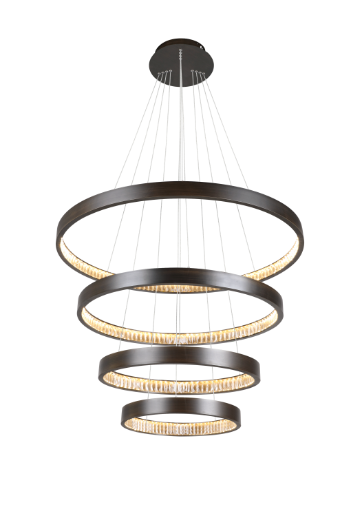 Margo 4- Tier Crystal LED Ring In Granite Finish