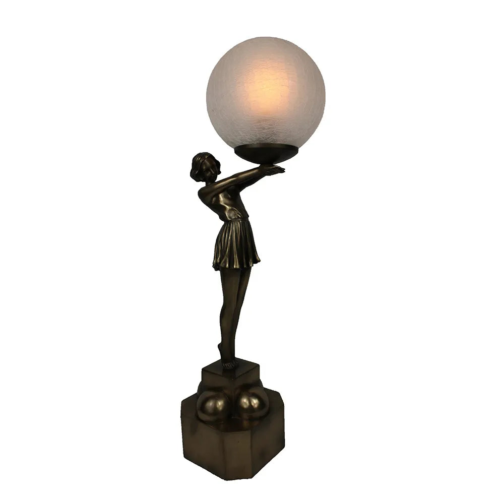 Lady With Cracked Glass Ball Table Lamp