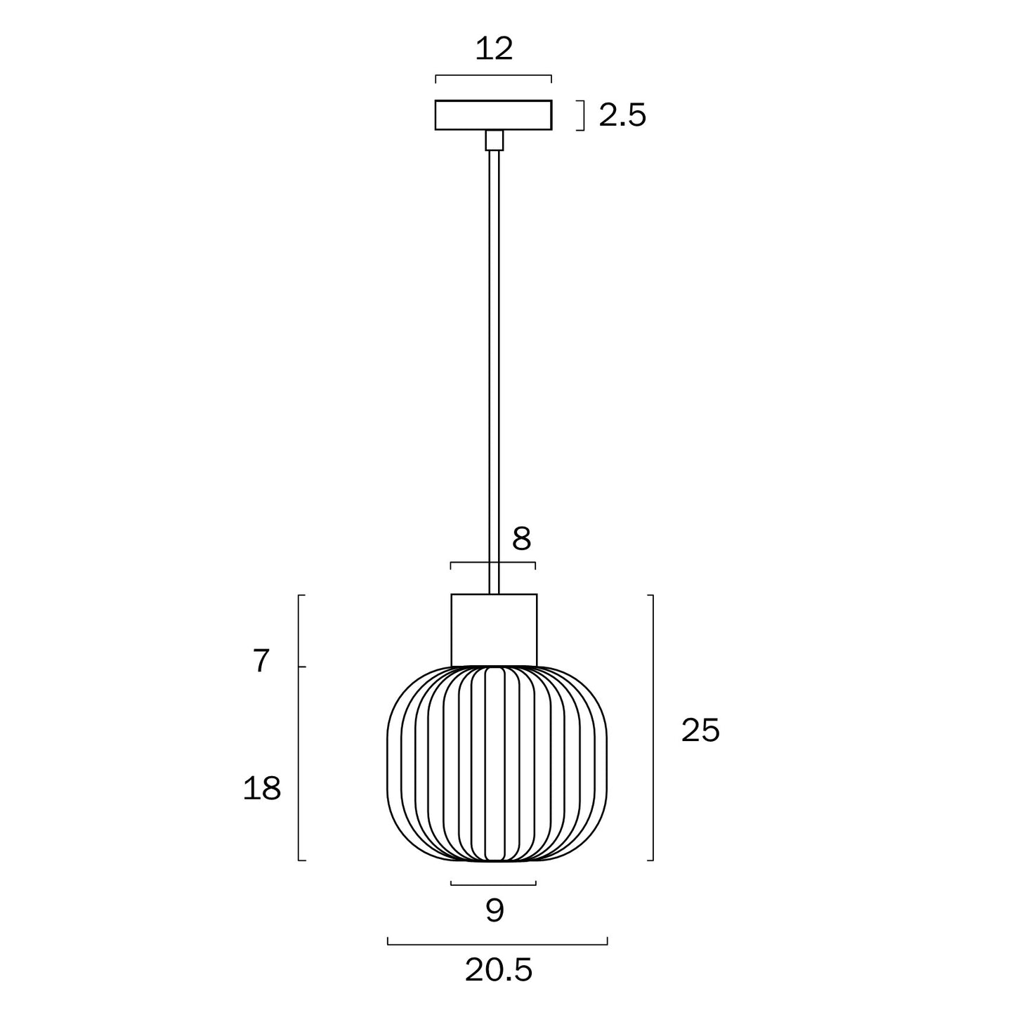 Nori Pendant Black Matt/Opal Matt