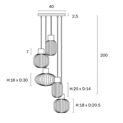 Nori Pendant Black Matt/Opal Matt