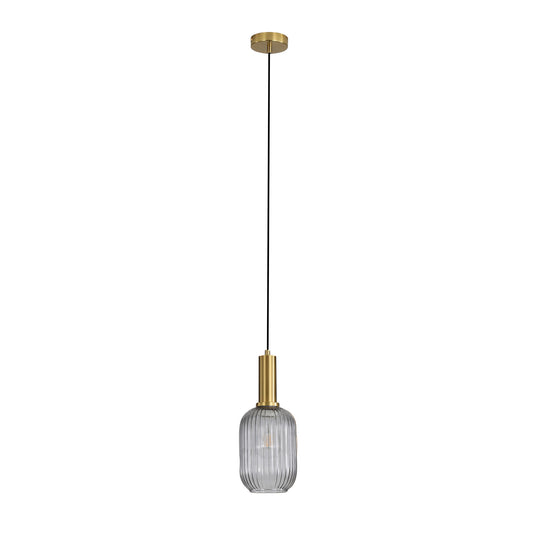 Luxe.130 Smoke Ribbed Glass Pendant