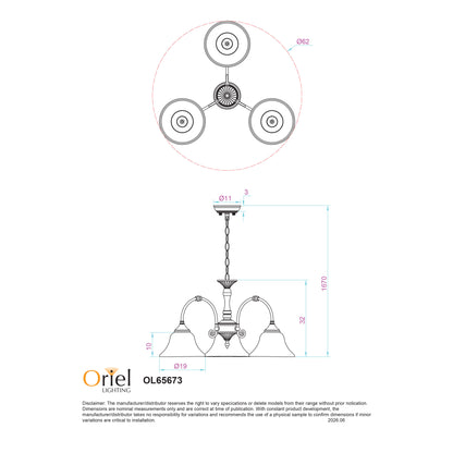 Woodgate Three Light Pendant
