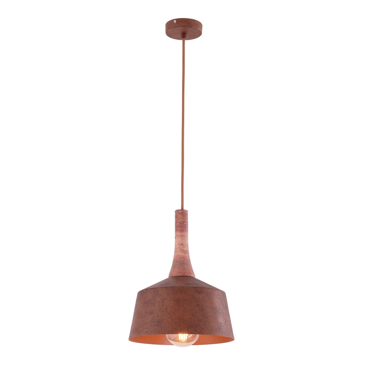 OXIDO: Interior Rustic Brown with Travertine Highlight Angled Dome Pendant Lights