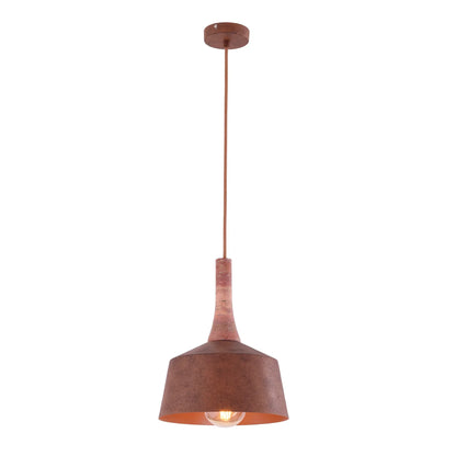 OXIDO: Interior Rustic Brown with Travertine Highlight Angled Dome Pendant Lights