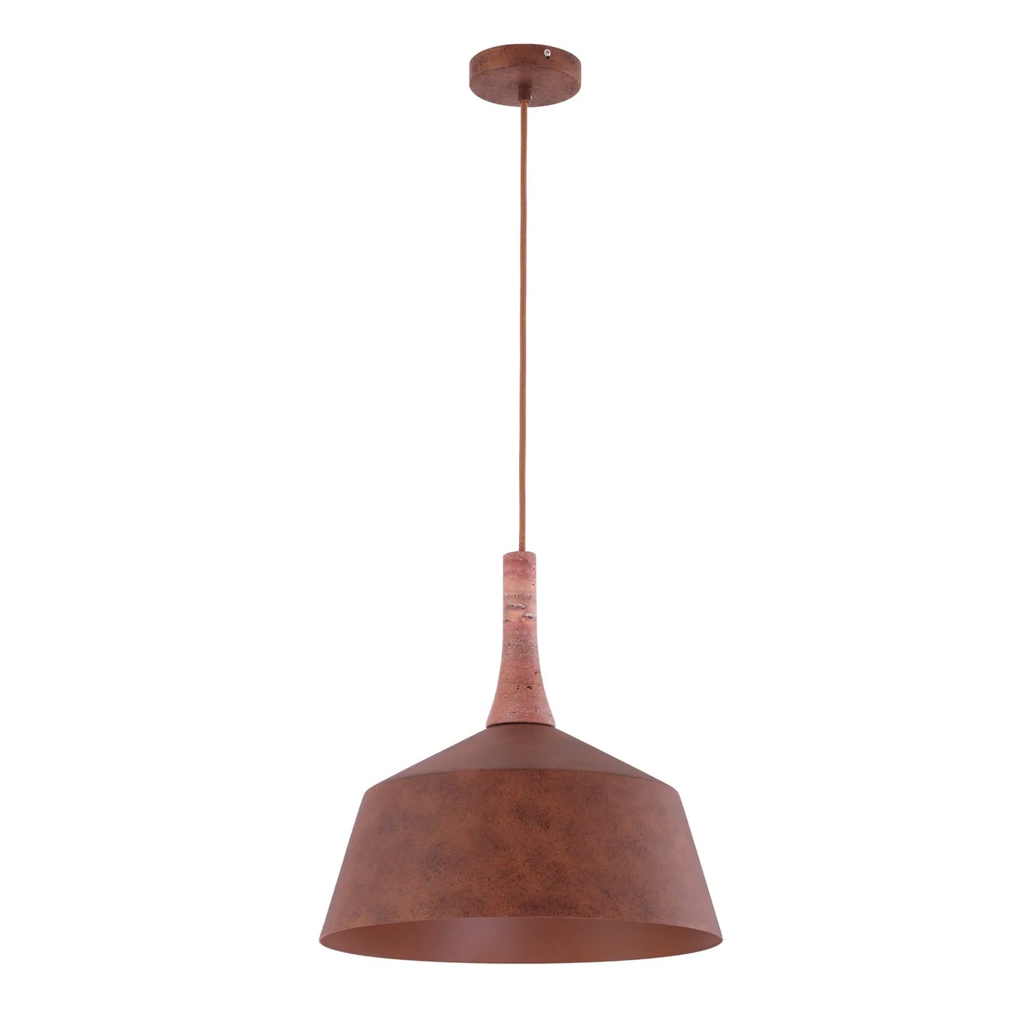 OXIDO: Interior Rustic Brown with Travertine Highlight Angled Dome Pendant Lights