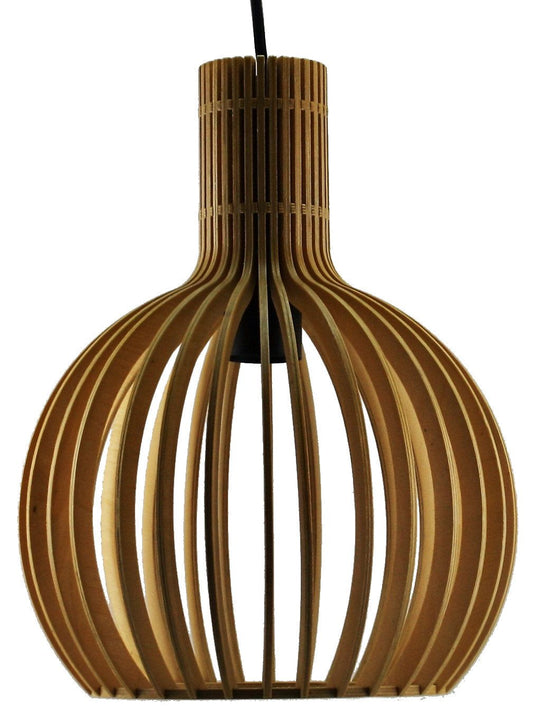 Bell Ribbed Timber One Light Pendant