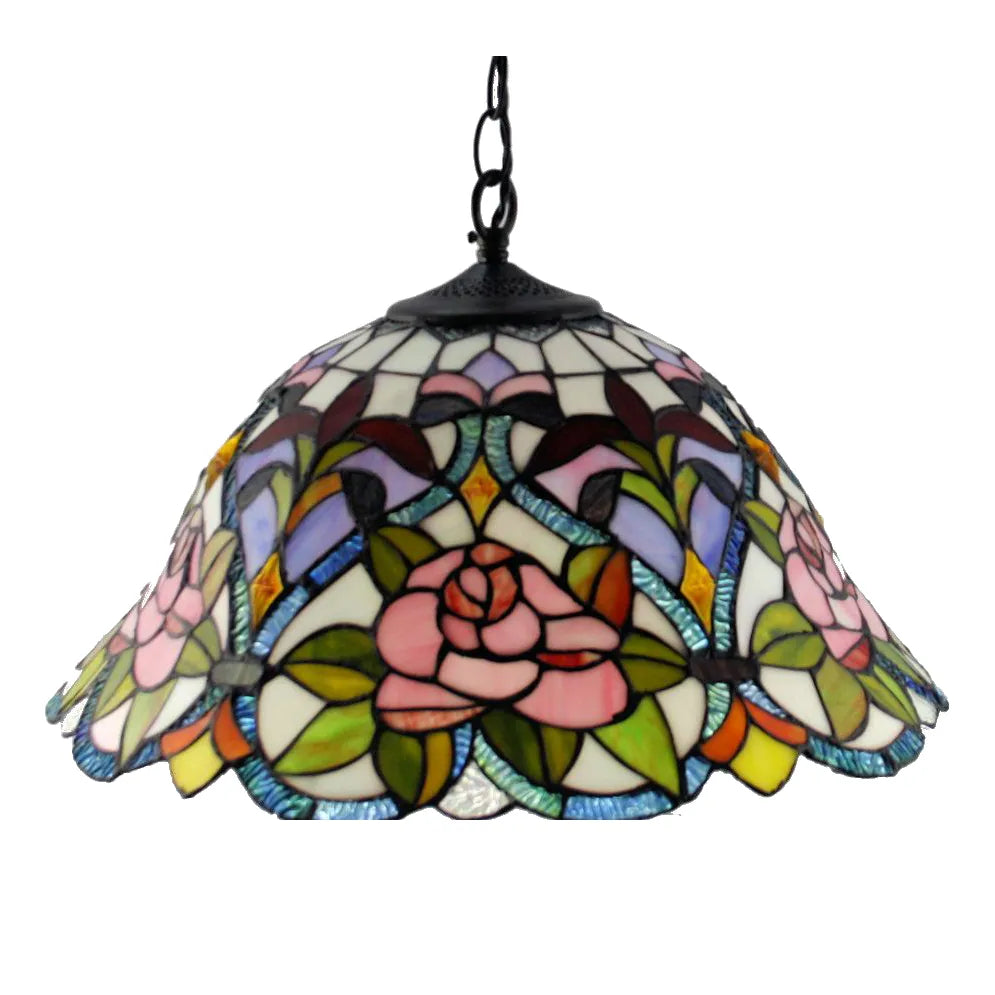 18 Inch Pink Flower Multi Coloured Lead Light Pendant