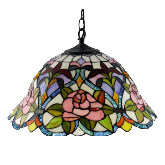 18 Inch Pink Flower Multi Coloured Lead Light Pendant