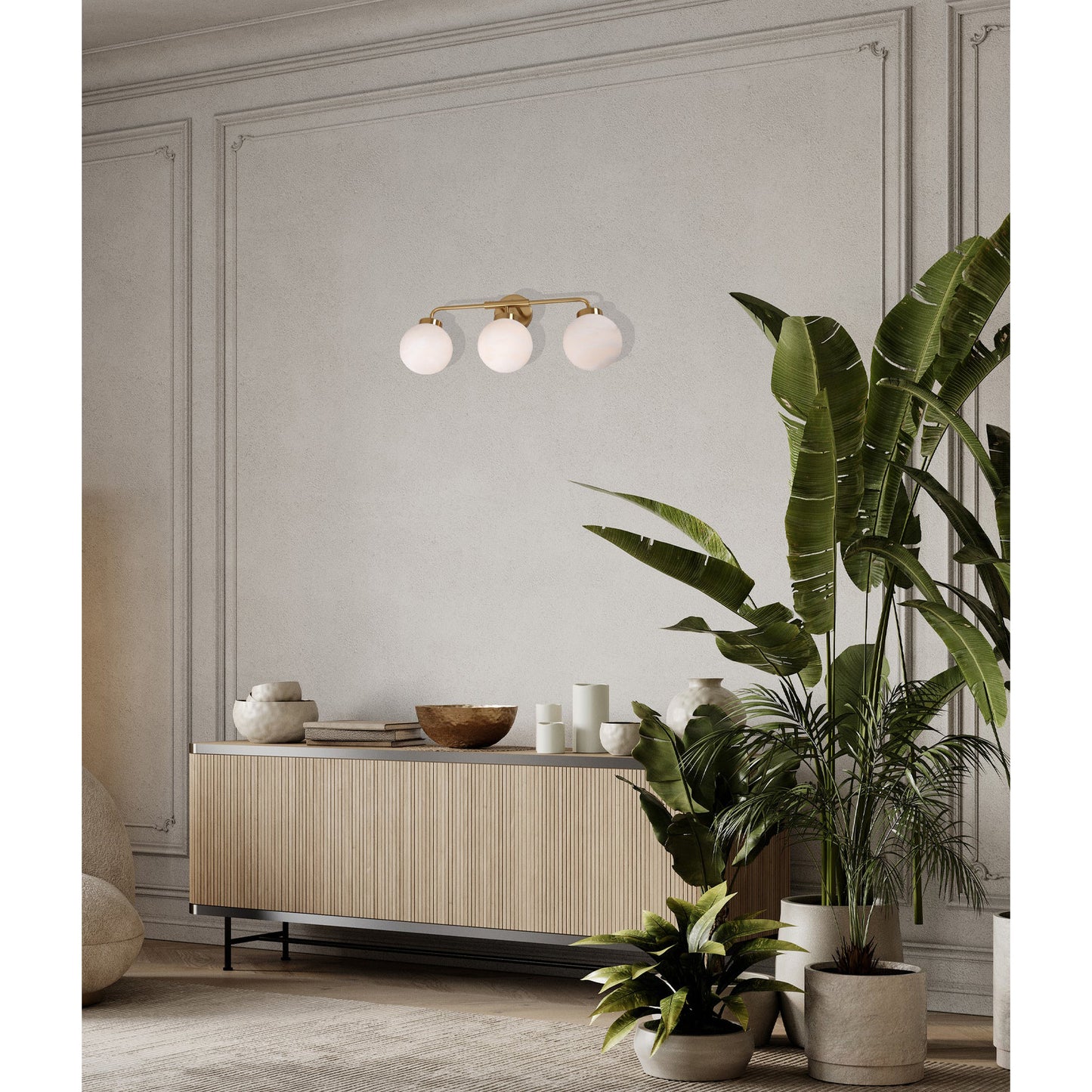 Palla: Triple Sphere Alabaster Wall Light