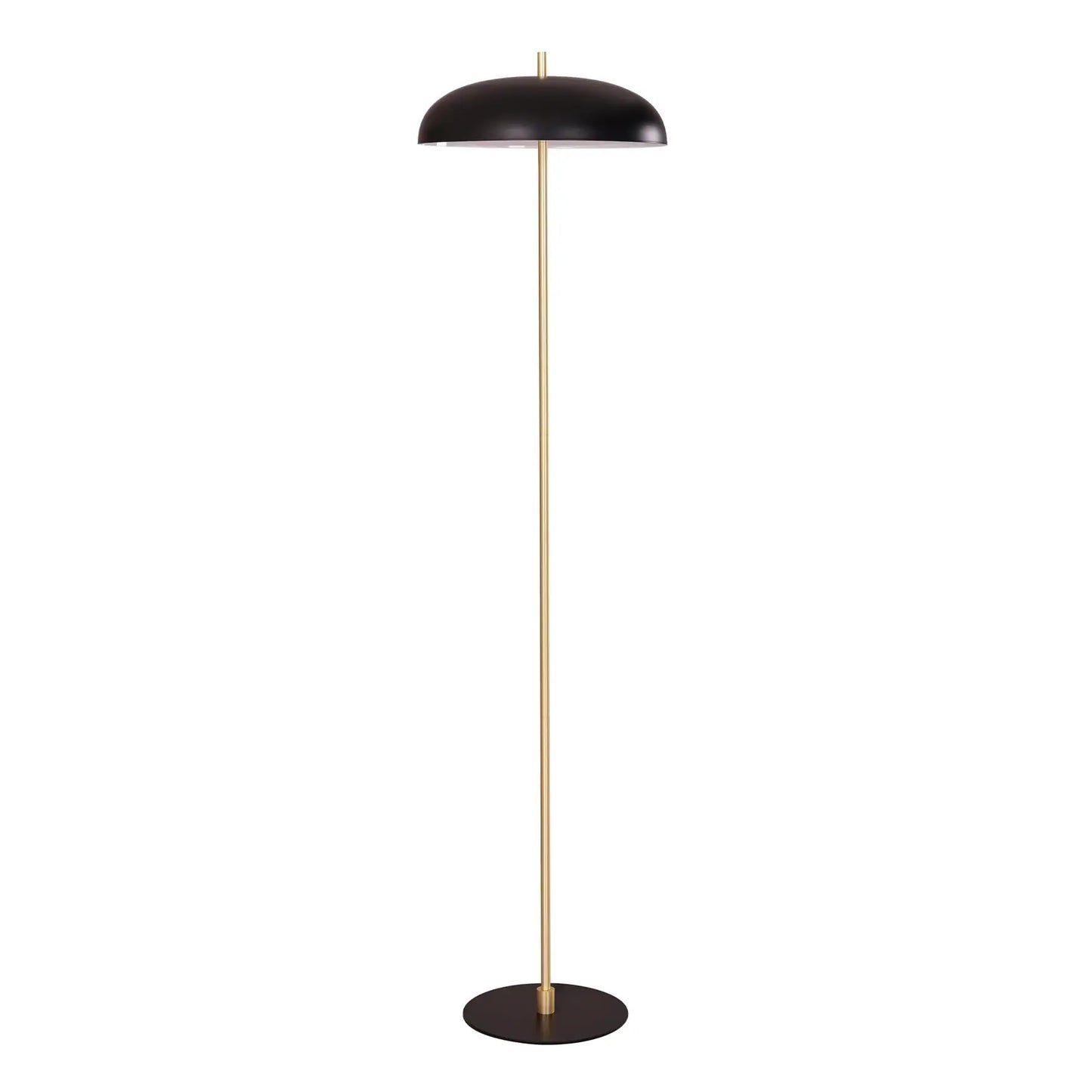Paraguas: Interior Black Dome Shade With Brass Rod Floor Lamp