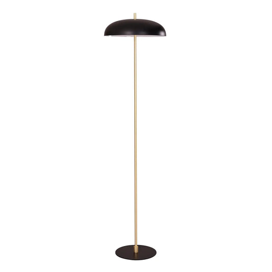 Paraguas: Interior Black Dome Shade With Brass Rod Floor Lamp