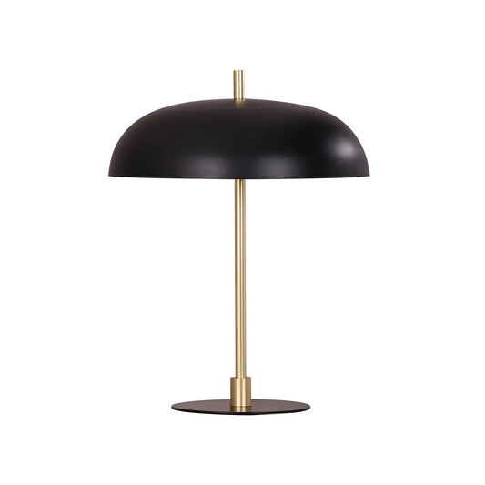 Paraguas: Interior Black Dome Shade With Brass Rod Table Lamp
