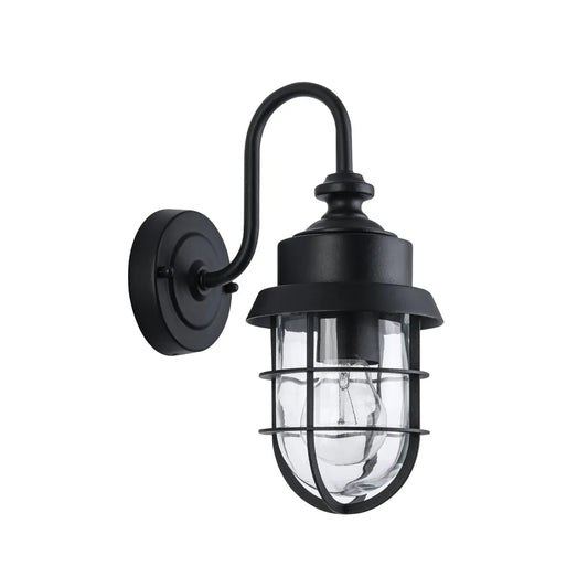 Parol: Exterior Cylinder Brush Glass With Cage Wall Lights