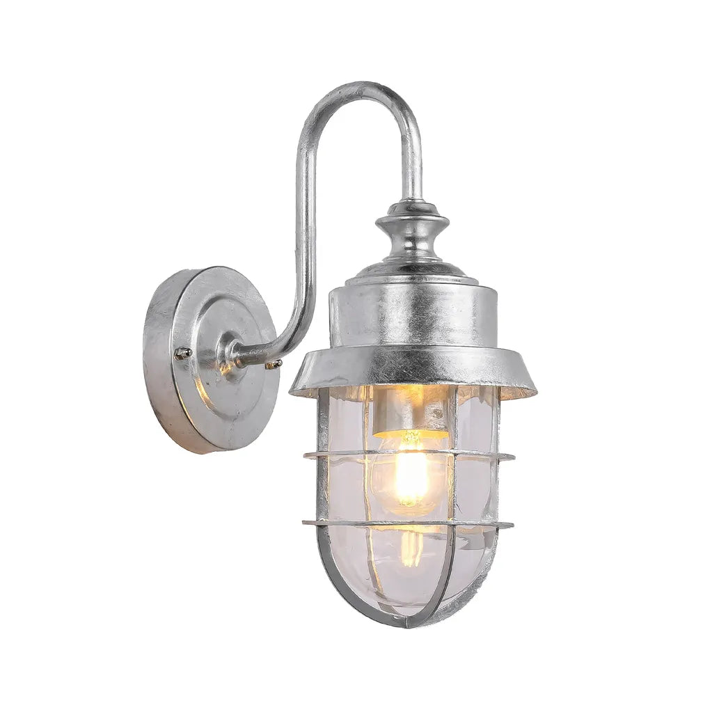 Parol: Exterior Cylinder Brush Glass With Cage Wall Lights