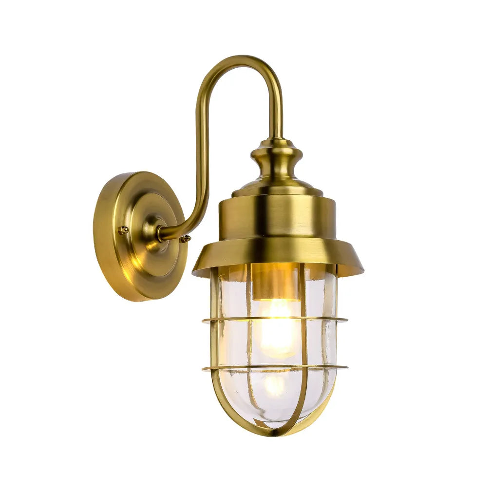 Parol: Exterior Cylinder Brush Glass With Cage Wall Lights